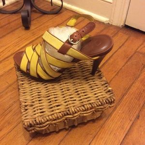 Cole Haan Yellow Strappy Leather Heels Sz 8.5